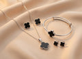 Elegant Black Clover Jewelry Set - jewelbysitara