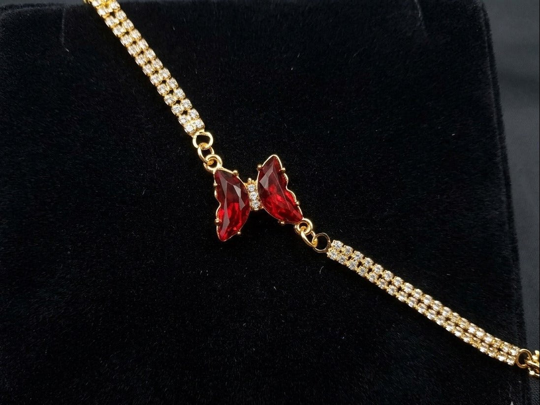 Ruby Red Butterfly Tennis Bracelet - jewelbysitara